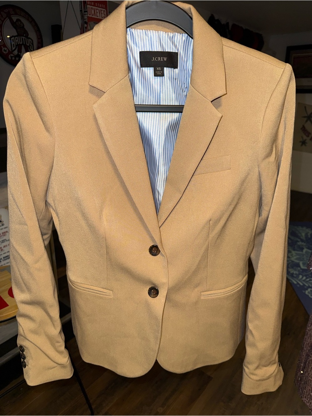 J.Crew XS Camel Tan Tailored Blazer Two Button Classic Career Preppy Jacket